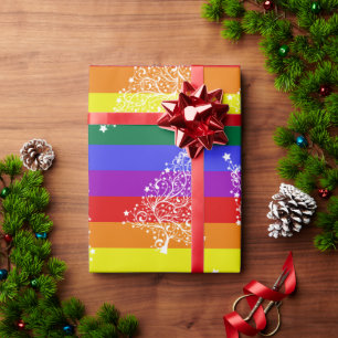 Pride Flag Weihnachtsbaummuster Geschenkpapier