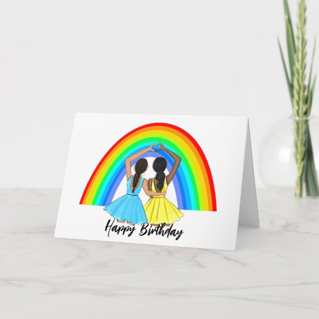 Pride Friendship Big Bright Rainbow Happy Birthday Karte (Vorderseite)
