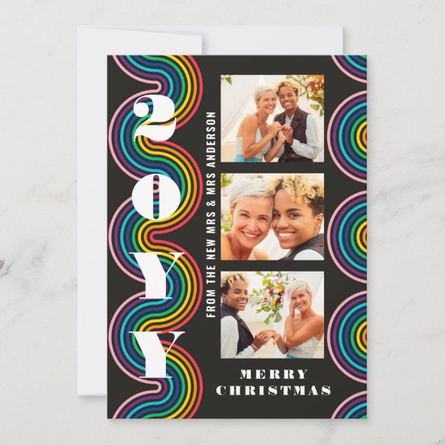 Pride Frory Christmas Mrs. & Mrs. 3 Foto Collage (Vorderseite)