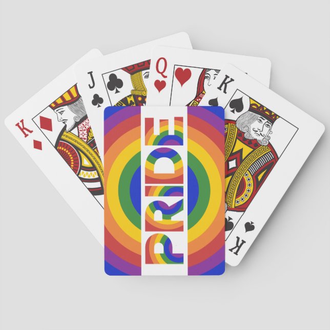 PRIDE Geometric Rainbow Bullseye Spielkarten (Rückseite)