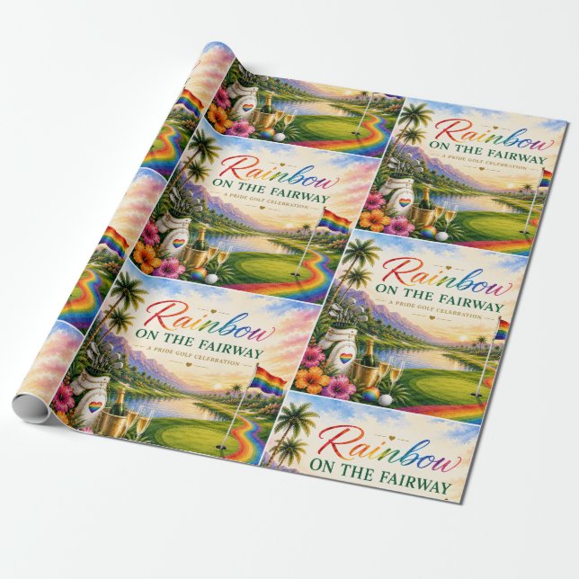 Pride Golf Regenbogen auf der Fairway-Feier Geschenkpapier (Ungerollt)