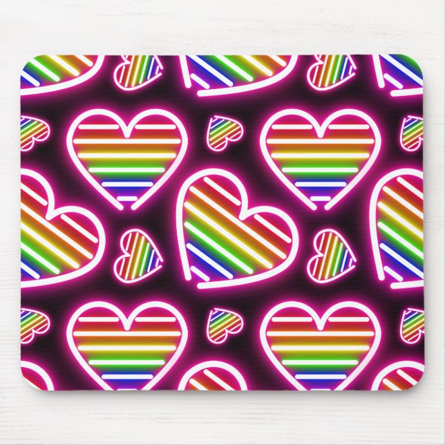 Pride Heart Neon Signs Mousepad (Vorne)