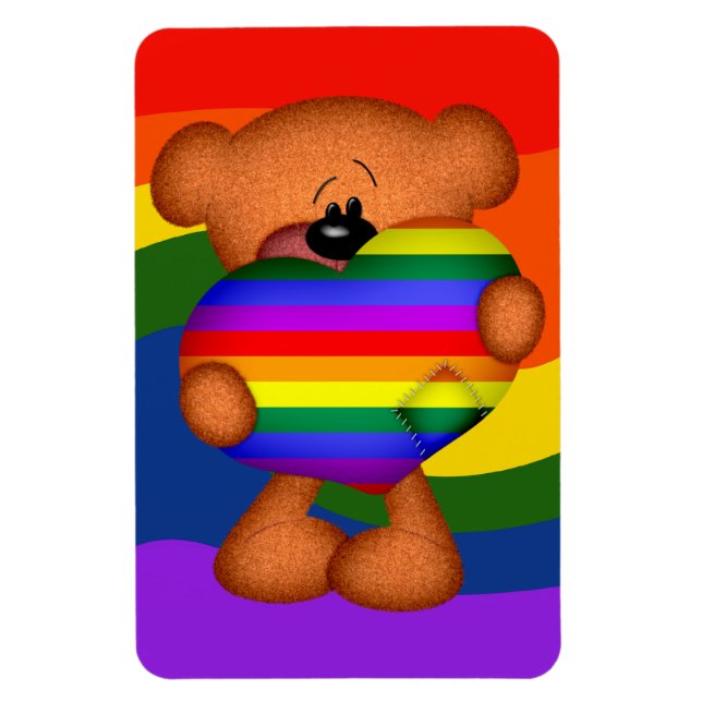 Pride Heart Teddy Bar Magnet (Vertikal)
