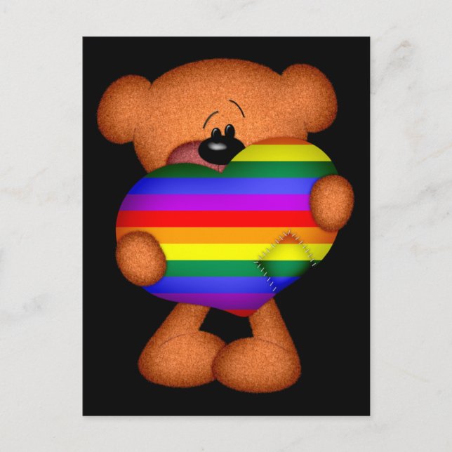 Pride Heart Teddy Bar Postkarte (Vorderseite)
