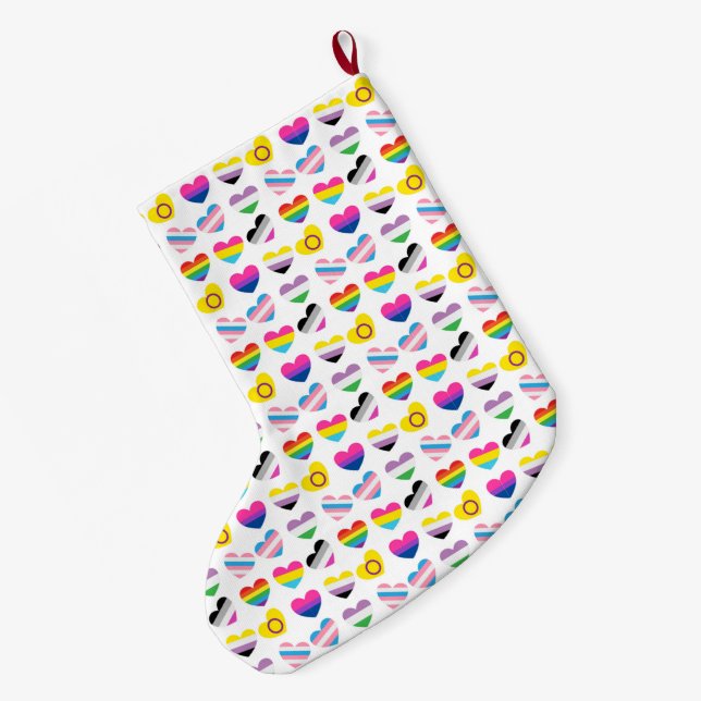 Pride Hearts Strumpf Großer Weihnachtsstrumpf (Rückseite (Hängend))