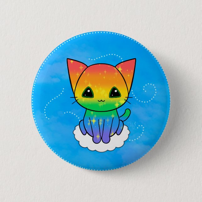 Pride Kitty T - Shirt Button (Vorderseite)