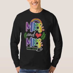 Pride Lesbian Couple Wedding Anniversary Equality T-Shirt