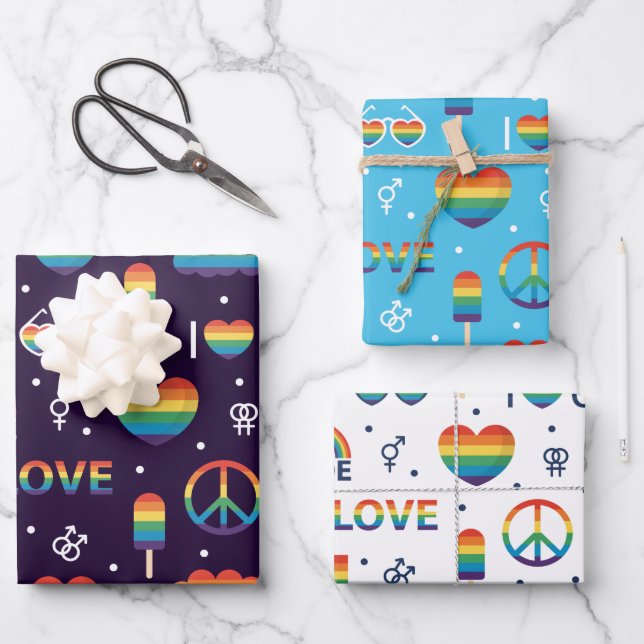 Pride LGBTQ Wrapping Paper Set Geschenkpapier Set (Vorderseite)