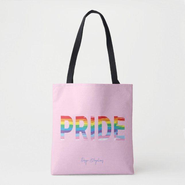 PRIDE LGBTQIA Regenbogenflagge, Pink Tote Beutel Tasche (Vorderseite)