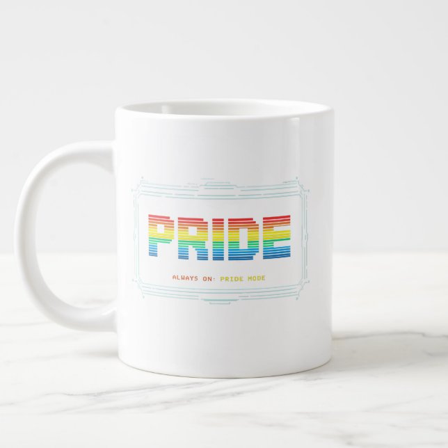 PRIDE-Modus: Immer an – Regenbogen-Tech-Pride-Desi Jumbo-Tasse (Links)