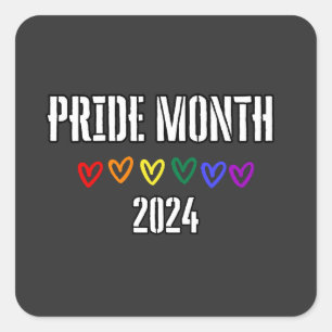PRIDE MONAT 2024, lgbtq Quadratischer Aufkleber
