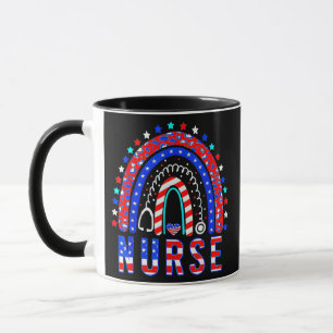 Pride Nurse USA Flag Stethoscope Patriotic Nurse Tasse