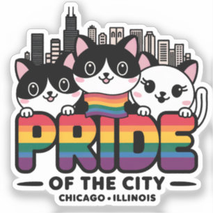 Pride of Chicago City Illinois USA Rainbow Flag Aufkleber
