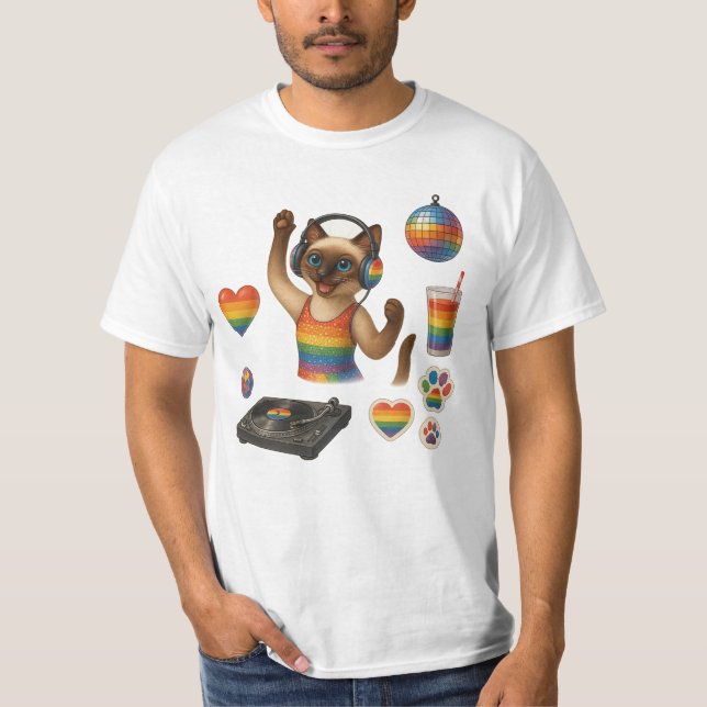 Pride Paws Cat-inspiriert Pride LGBTQ T-Shirt (Vorderseite)