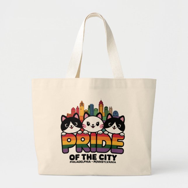 Pride Philadelphia City Pennsylvania USA Rainbo Jumbo Stoffbeutel (Vorne)