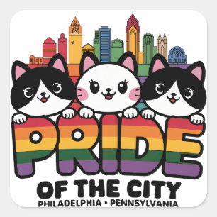 Pride Philadelphia City Pennsylvania USA Rainbo Quadratischer Aufkleber