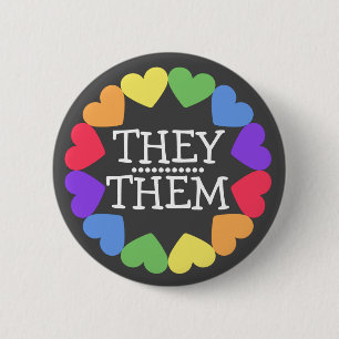 PRIDE PRONOUN THEY/THEM BADGE Button