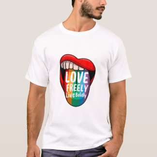 Pride Quote T-Shirt – Love Freely Live Boldy 