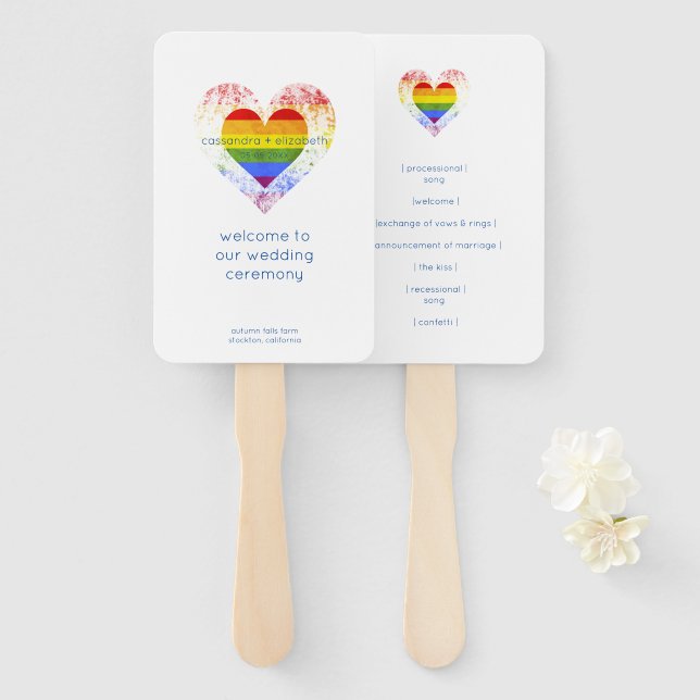 Pride Raimbow Heart All LGTB Weddings Fächer (Vorne und Hinten)