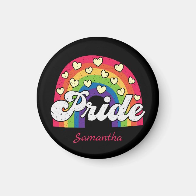 Pride Rainbow and Hearts | LGBTQ Magnet (Vorne)