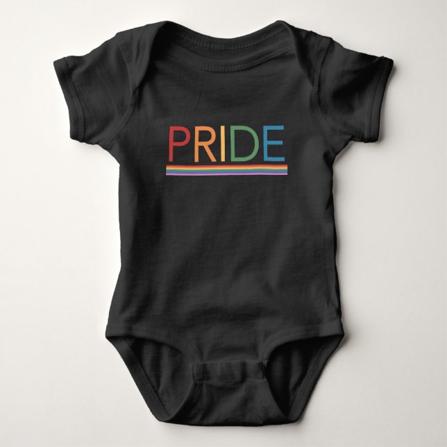 PRIDE Rainbow Black Baby Bodysuit Baby Strampler (Vorderseite)