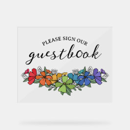 Pride Rainbow Blume LGBT Sign Guestbook Acrylschild