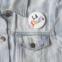 Pride Rainbow Button mit City Briefmarke - Los Ang