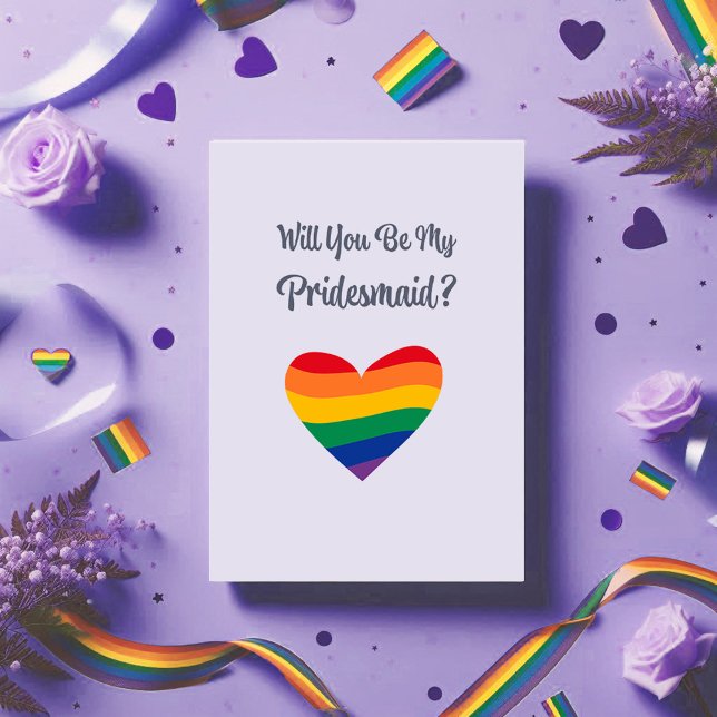 Pride Rainbow Heart Bridesmaid Vorschlag Card LGBT Einladung (Von Creator hochgeladen)