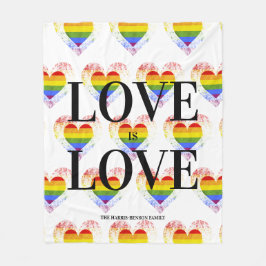 Pride Rainbow Heart Gay lesbian LGBT Families Fleecedecke