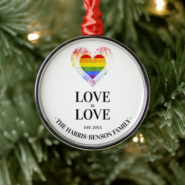 Pride Rainbow Heart Gay lesbische LGBT Familien Ornament Aus Metall (Baum)