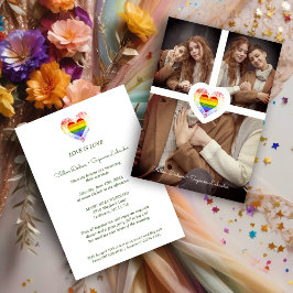Pride Rainbow Heart Lesbian Gay Wedding 3 Fotos Einladung