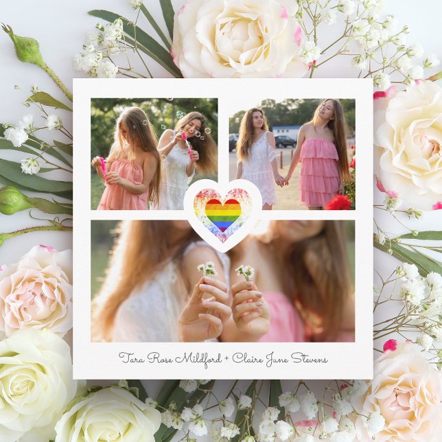 Pride Rainbow Heart Lesbian Gay Wedding 3 Fotos Save The Date (Von Creator hochgeladen)
