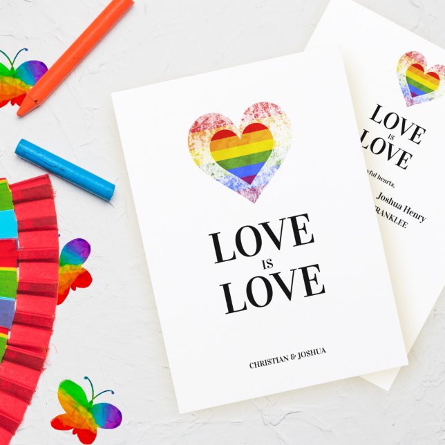 Pride Rainbow Heart Lesbian Gay Wedding Einladung (Von Creator hochgeladen)