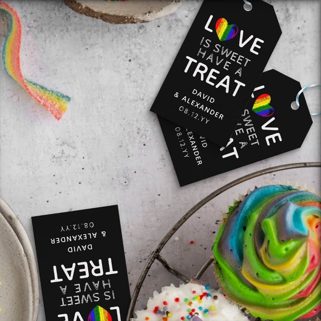 Pride Rainbow Heart Liebe ist süße LGBT Hochzeit Geschenkanhänger (Von Creator hochgeladen)