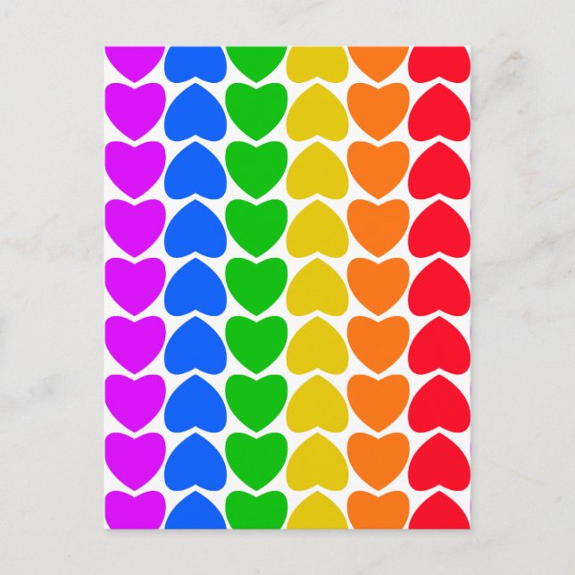 Pride Rainbow Heart Line Postkarte (Vorderseite)