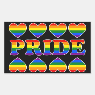 PRIDE Rainbow Hearts Rechteckiger Aufkleber