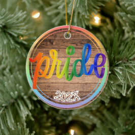 Pride Rainbow Individuelle Name - Jahr Keramik Ornament