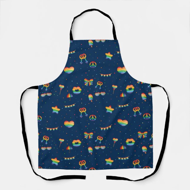 Pride Rainbow LGBT Gay Que ein Liebe Muster Schürze (Vorderseite)