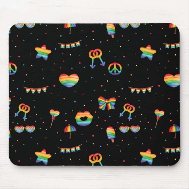 Pride Rainbow LGBT Gay Que eine Liebe Muster Mous Mousepad (Vorne)