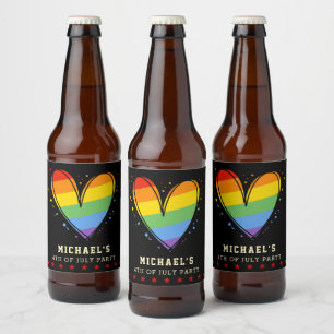 Pride Rainbow LGBTQ Herz Hochzeit Bierflaschenetikett