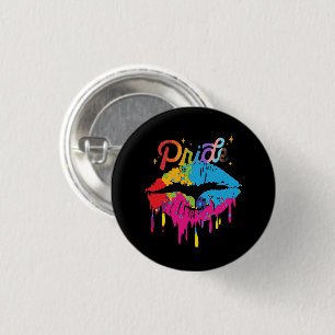 Pride Rainbow Lips LGBTQ Dripping Lips Button