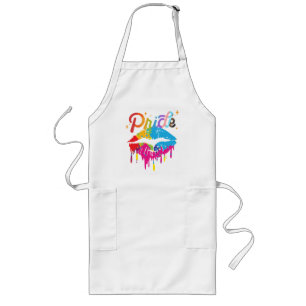 Pride Rainbow Lips LGBTQ   Dripping Lips Lange Schürze