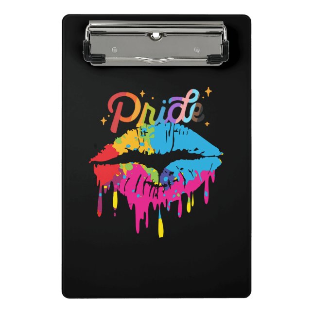 Pride Rainbow Lips LGBTQ | Dripping Lips Mini Klemmbrett (Vorderseite)