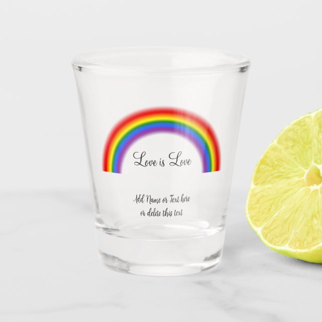 Pride Rainbow mit benutzerdefinierter Text-Liebe i Schnapsglas (Vorderseite)