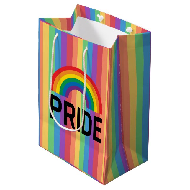 Pride Rainbow Mittlere Geschenktüte (Vorderseite Schrägansicht)