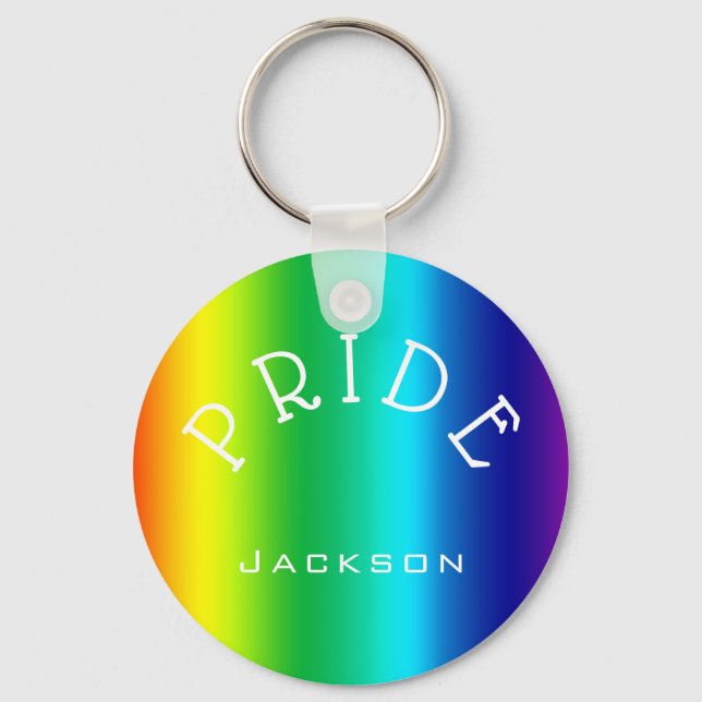 PRIDE Rainbow Multicolors Personalisiert Schlüsselanhänger (Vorderseite)