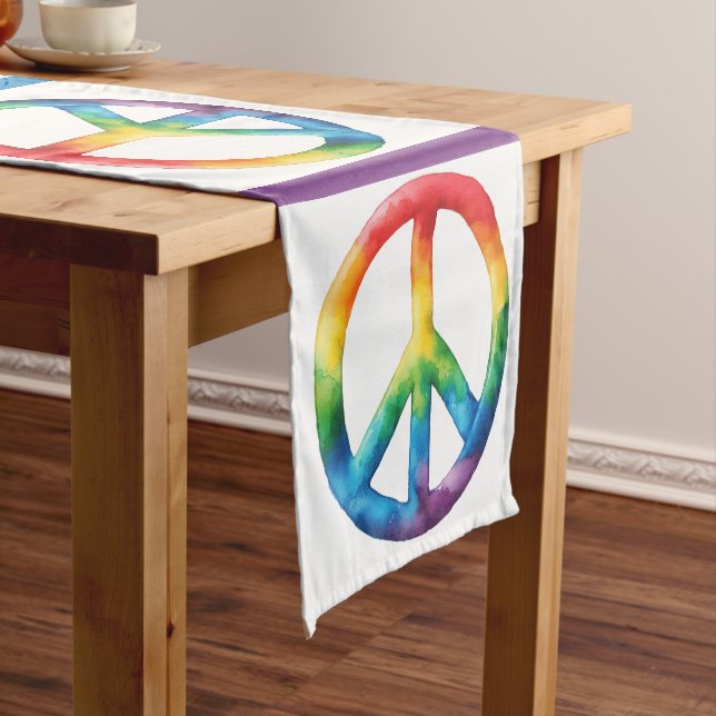 Pride Rainbow Peace Sign Kurzer Tischläufer (Beispiel)
