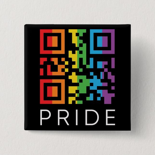Pride Rainbow QR Code LGBTQIA+ Button (Vorderseite)