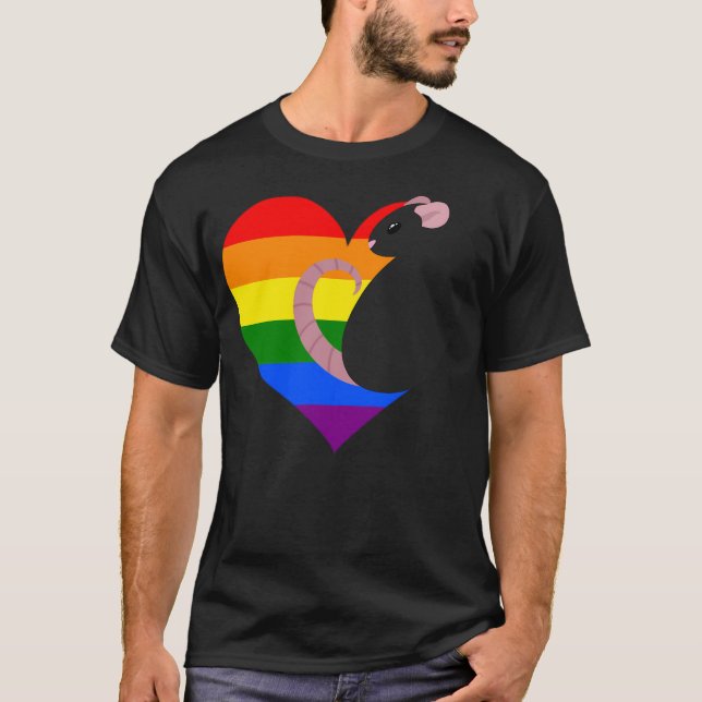 Pride Rainbow Rat - Schwarz T-Shirt (Vorderseite)