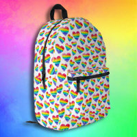 Pride Rainbow Striped Hearts White